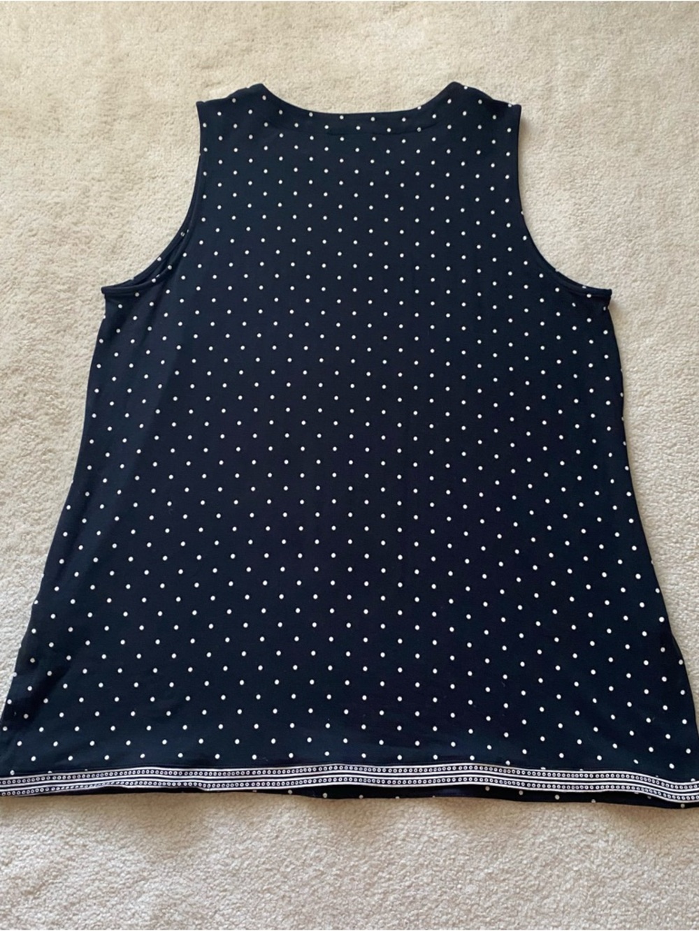 J Jill Wearever Black Polka Dot Sleeveless Rayon Knit Tunic Top Large NEW - Picture 2 of 6